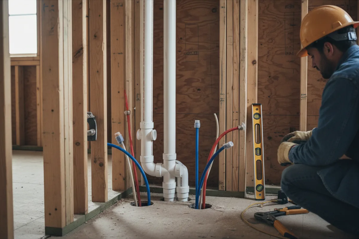 Drain and supply rough-in during Leak Detection in Franklin Park